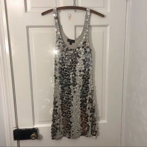 BEBE Silver sequin mini dress.